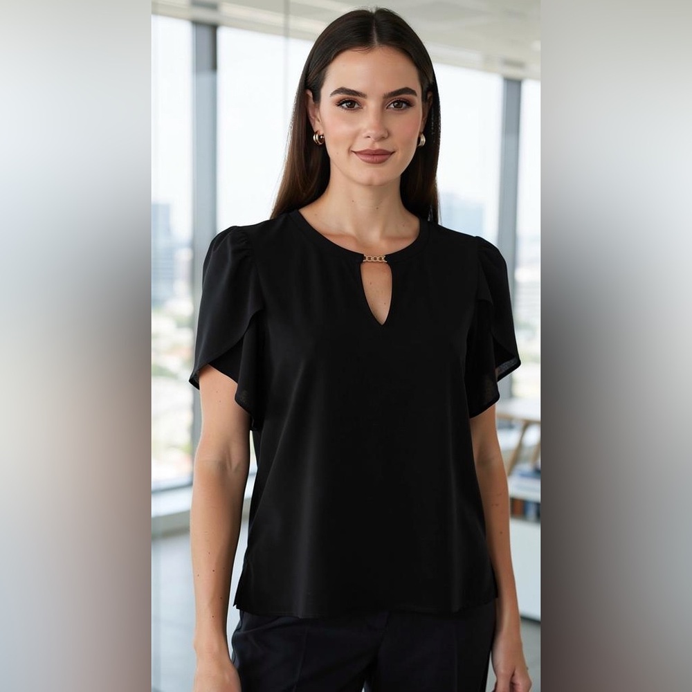 Michael Kors Black Keyhole Blouse